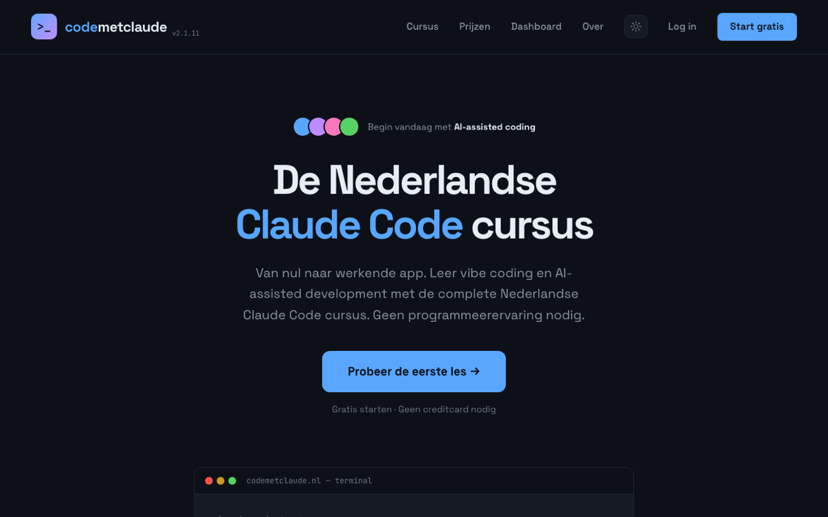 CodeMetClaude cursusplatform