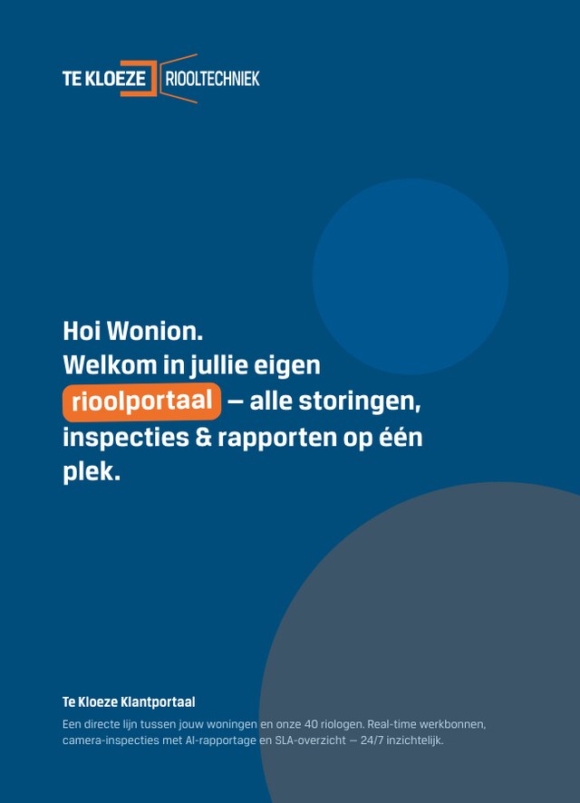 Te Kloeze rioolportaal voor Wonion